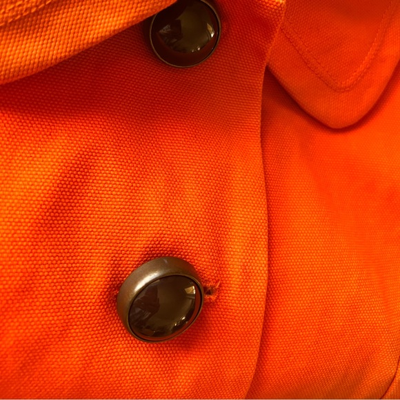 Zara Women's Basic Cropped Jacket Bold Stylish Orange 100% Heavy Cotton Size S - Picture 16 of 17